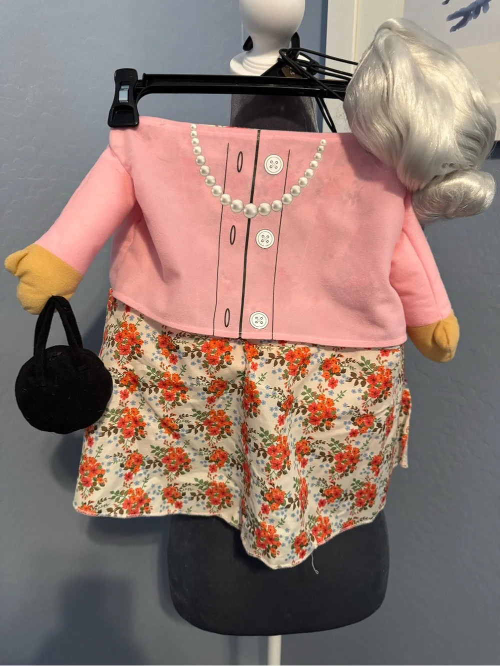 HALLOWEEN-Pet Dress Costume Outfit with Pearl-Print Cardigan includes Wig